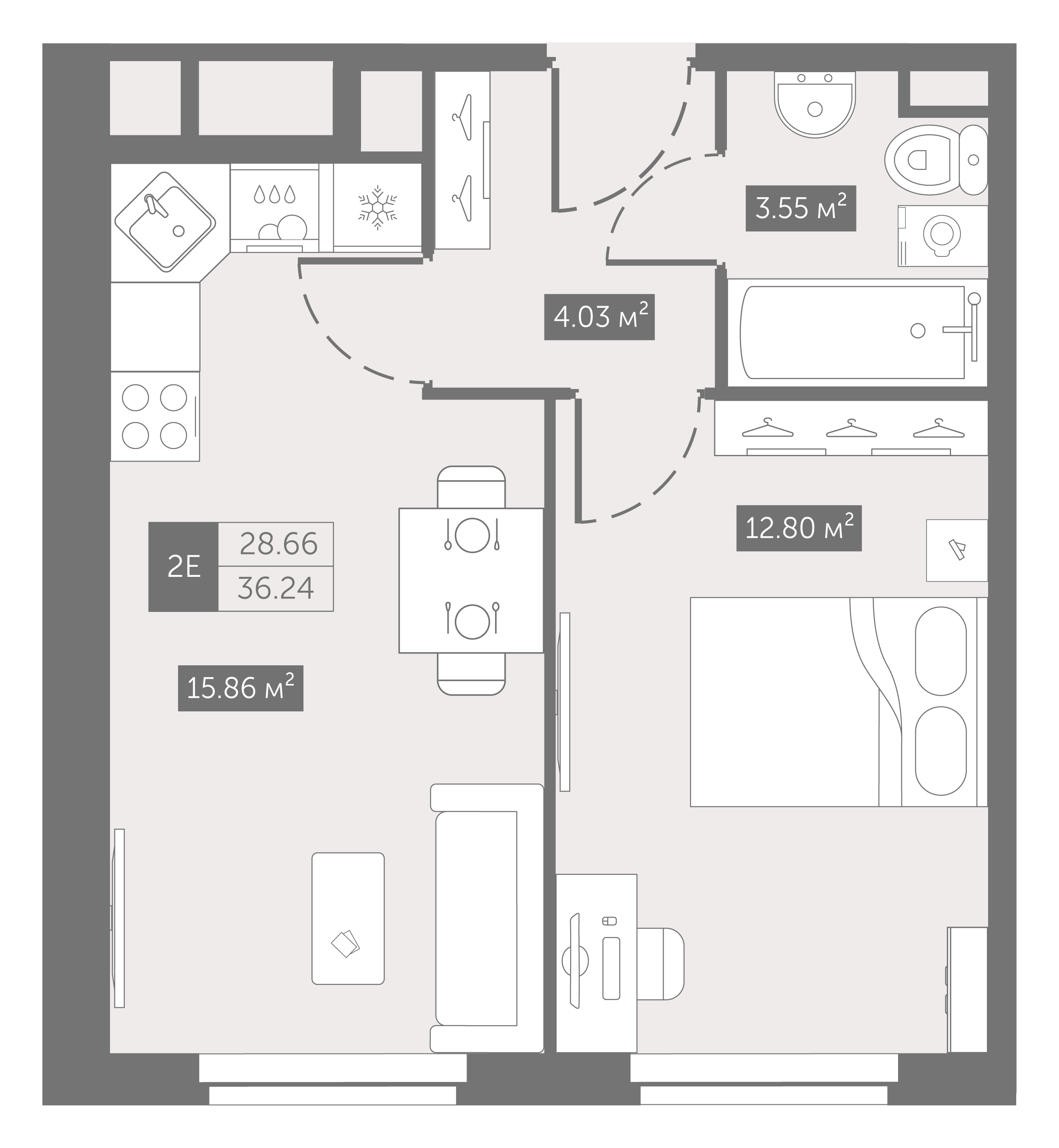 1 комн. квартира, 36.2 м², 11 этаж 