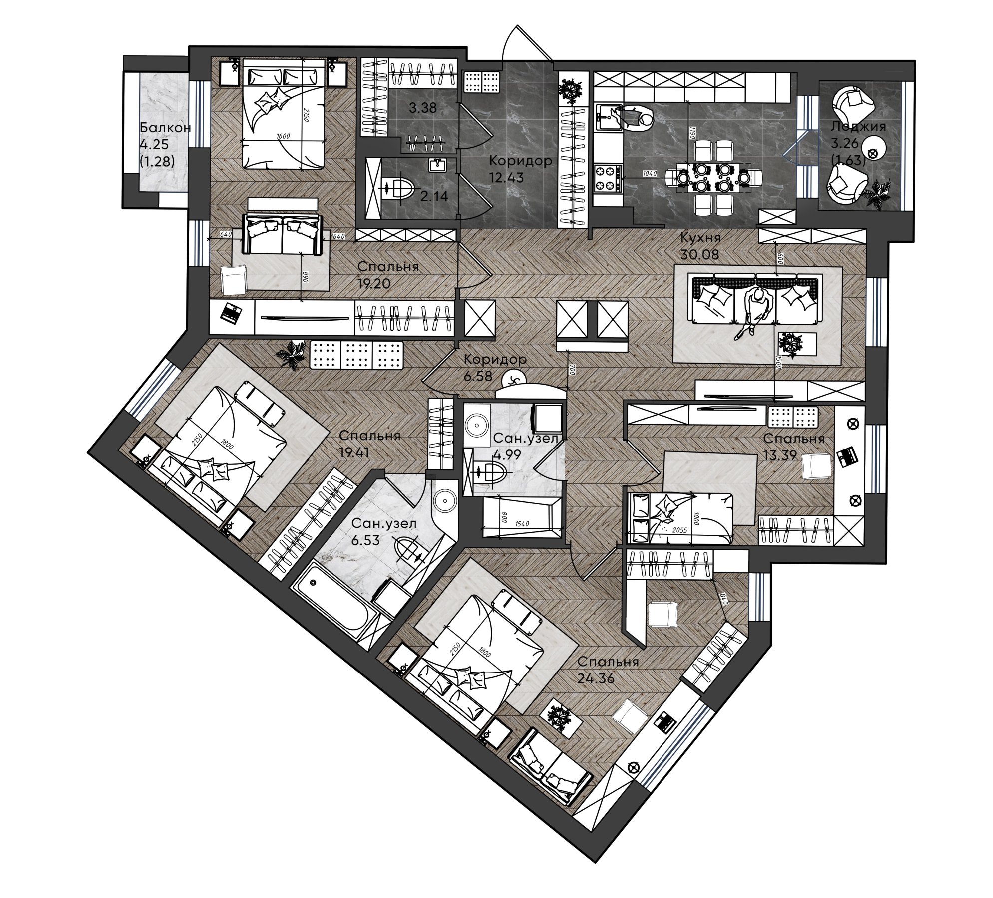 4 комн. квартира, 145.4 м², 4 этаж 