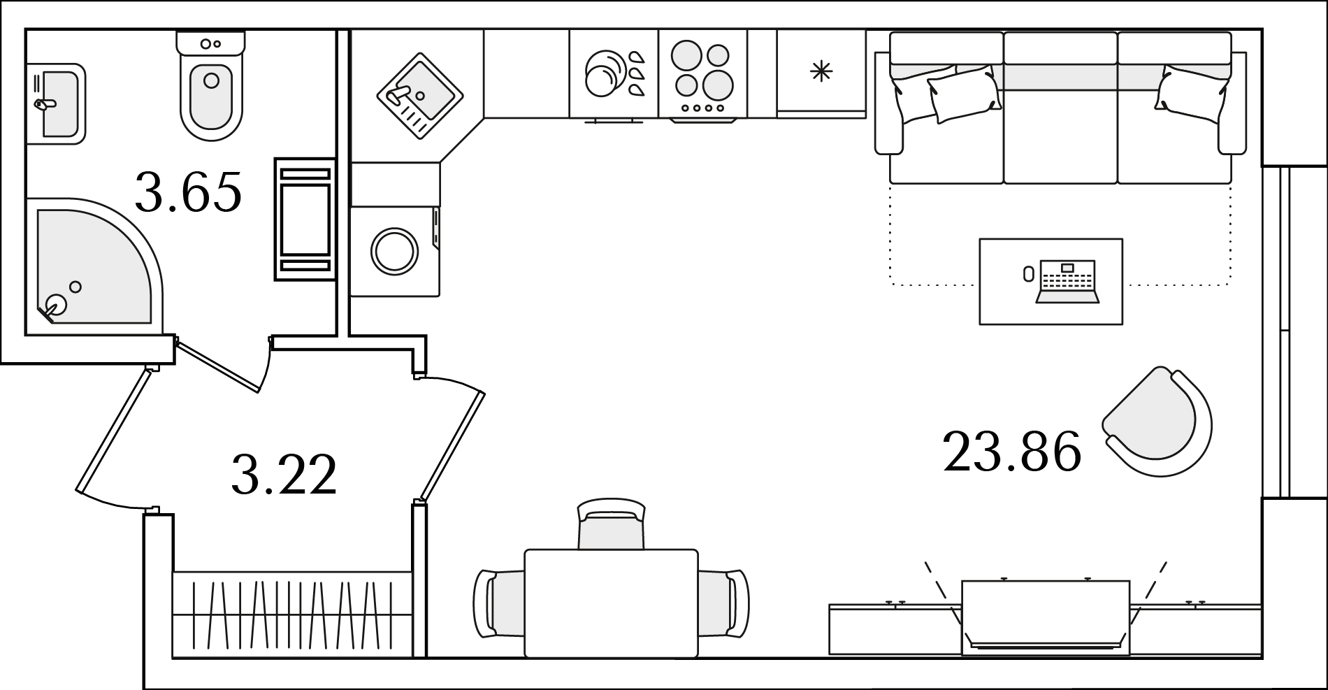 студия, 30.7 м², 3 этаж 