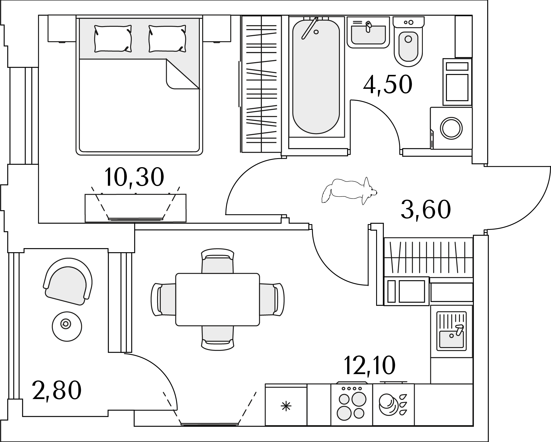 1 комн. квартира, 31.9 м², 10 этаж 