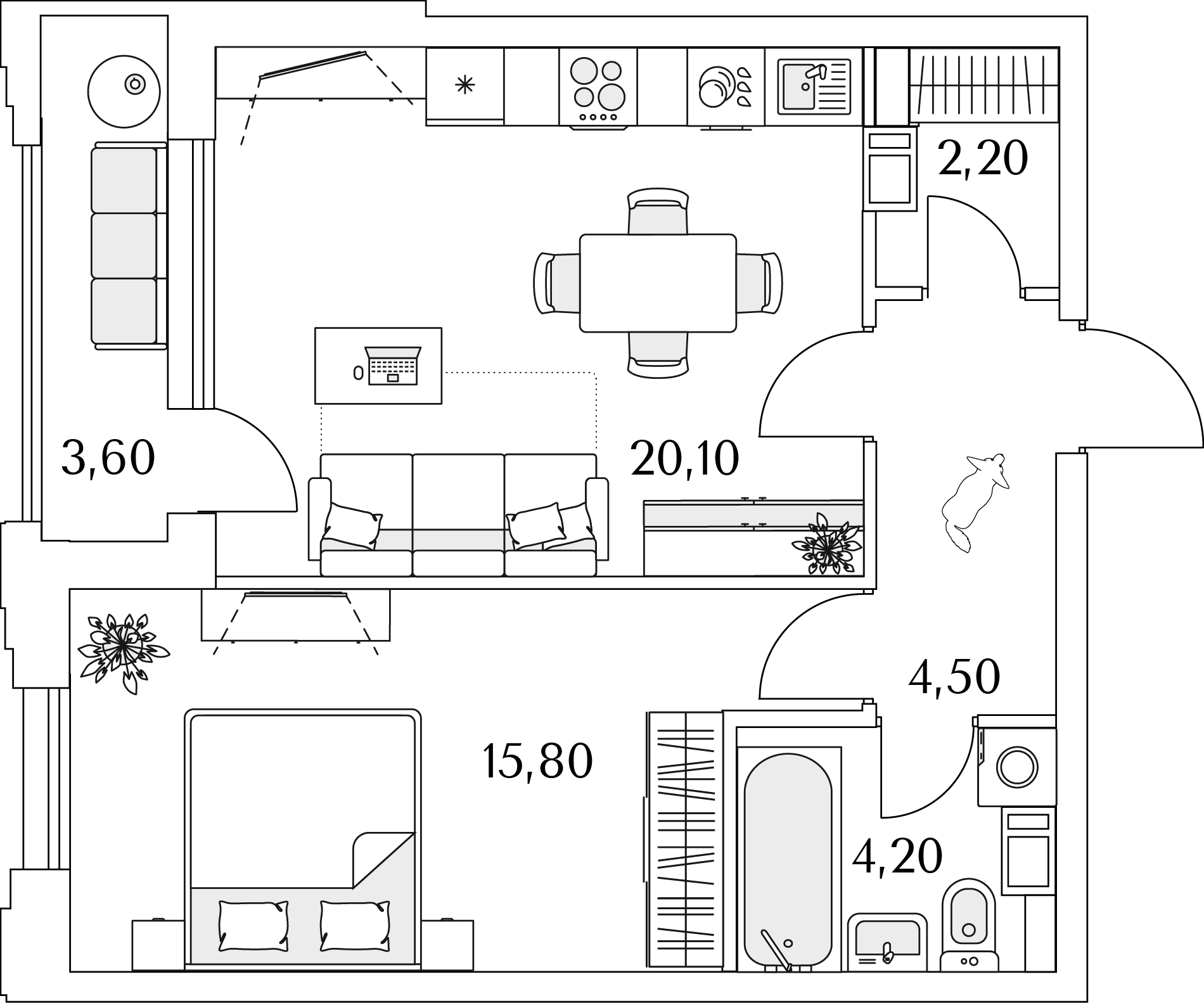 1 комн. квартира, 48.6 м², 9 этаж 