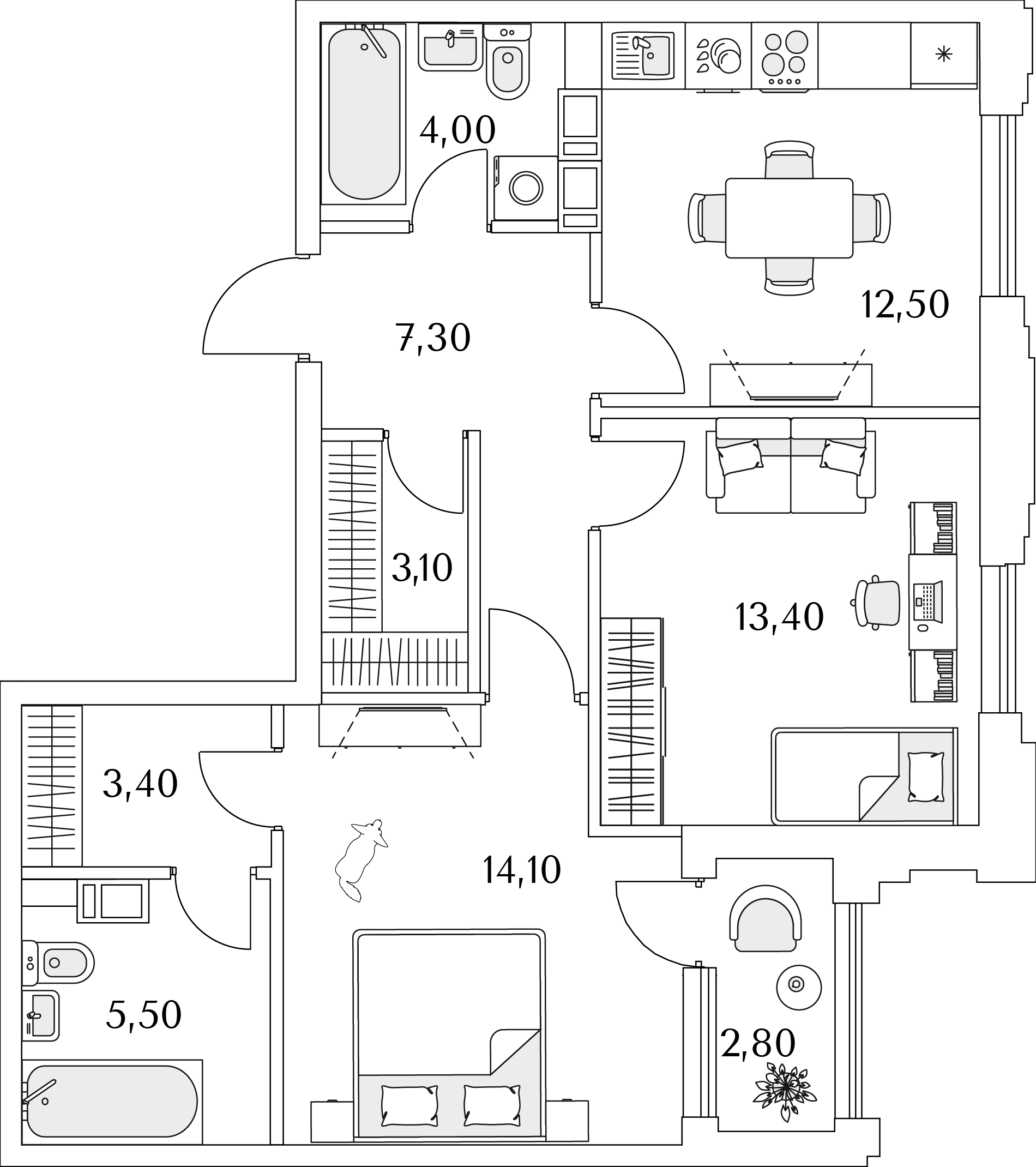 2 комн. квартира, 64.7 м², 8 этаж 