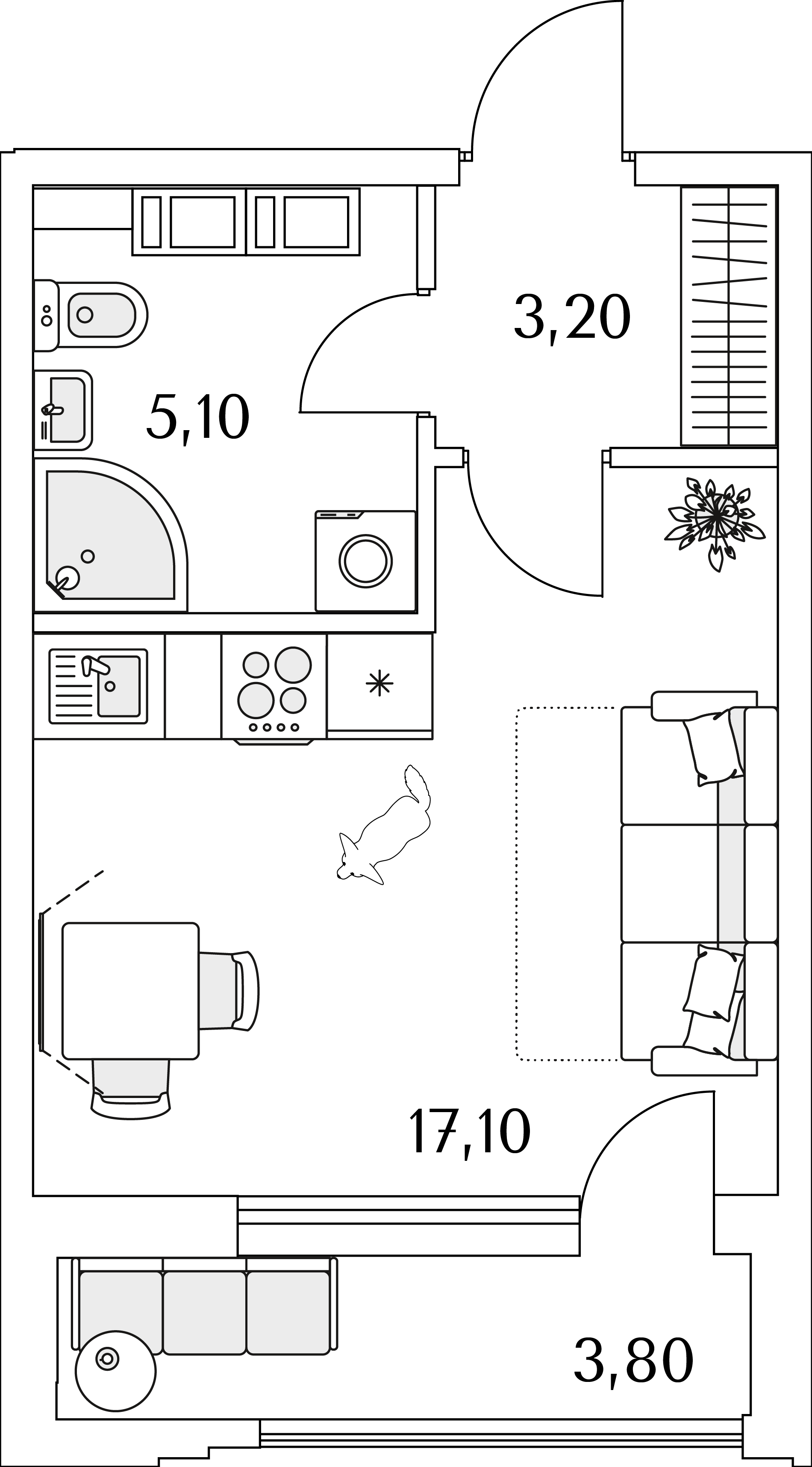студия, 27.3 м², 3 этаж 