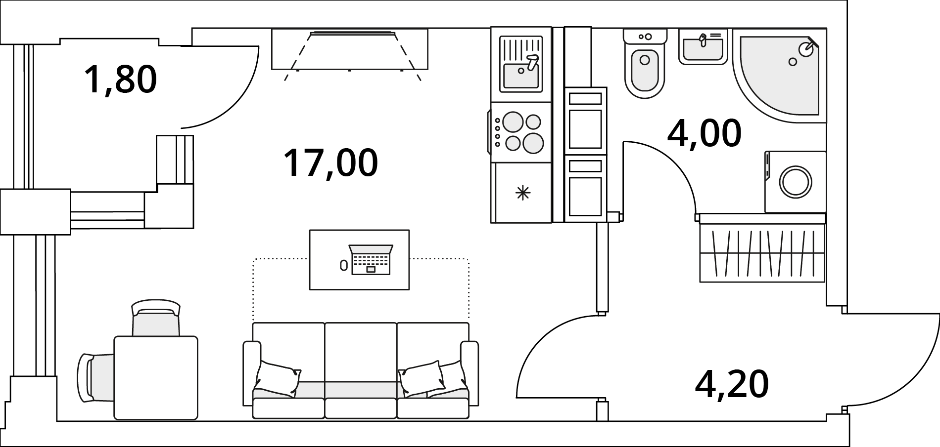 студия, 26.1 м², 11 этаж 