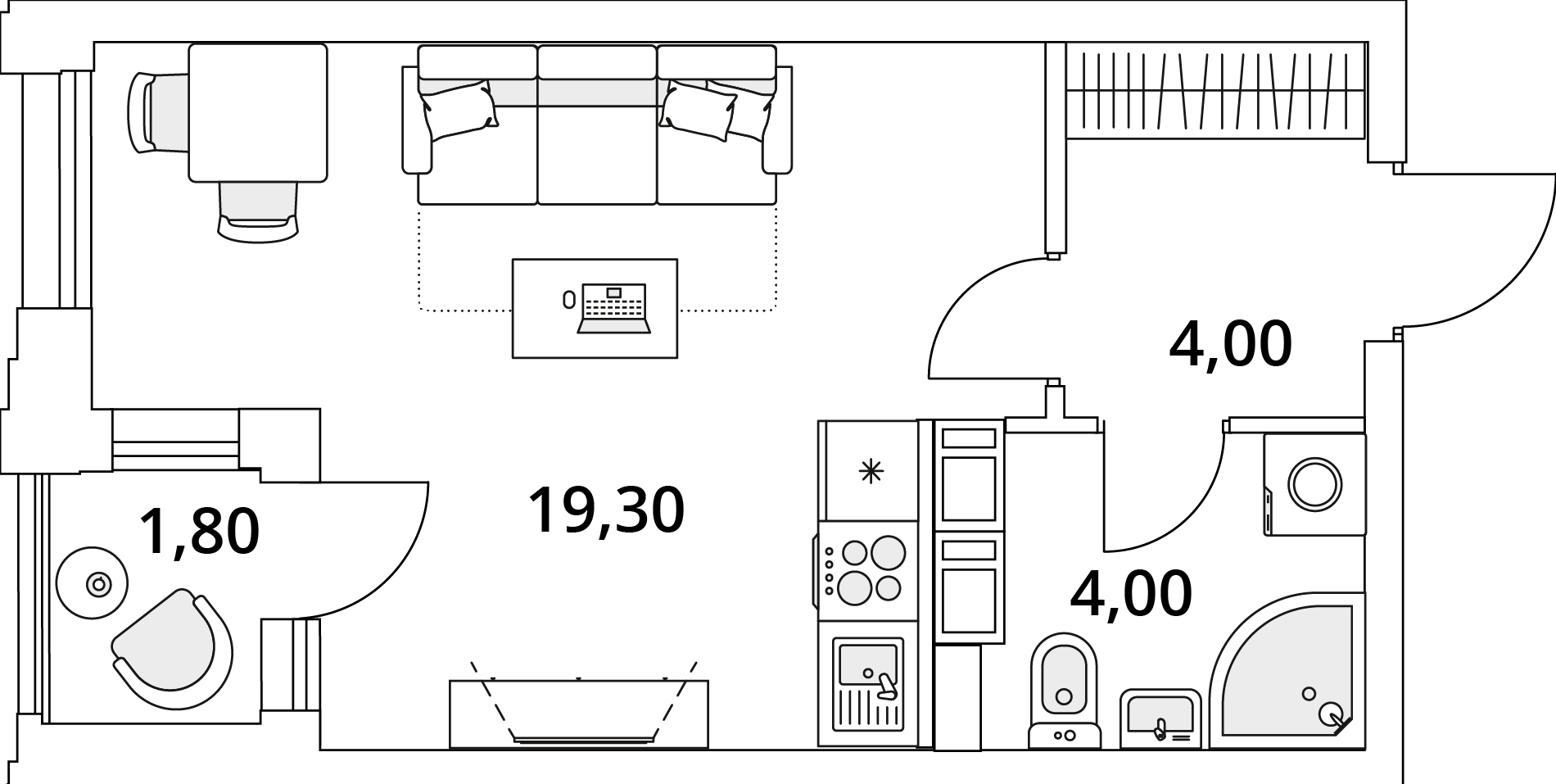 студия, 28.2 м², 9 этаж 