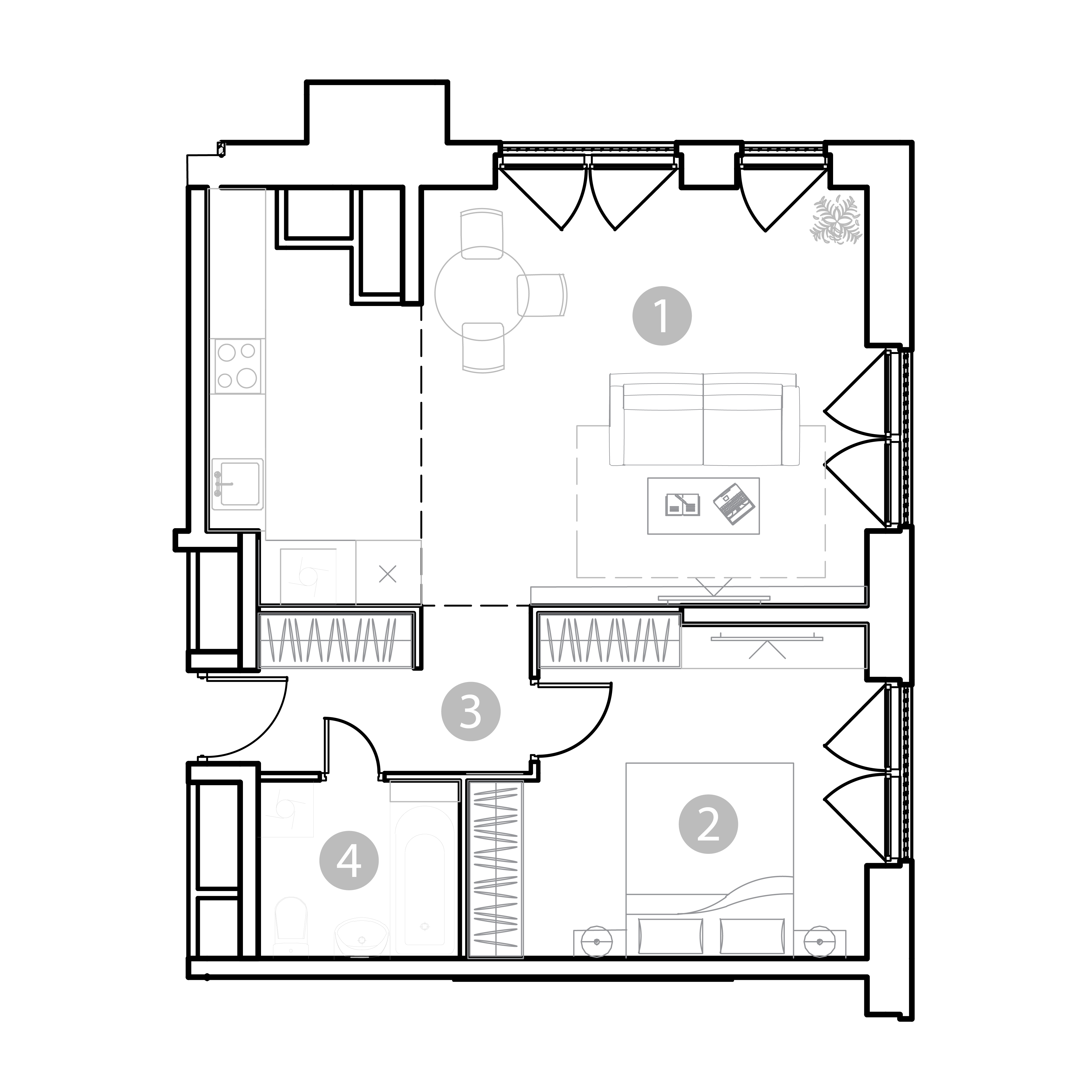 2 комн. квартира, 55.6 м², 16 этаж 