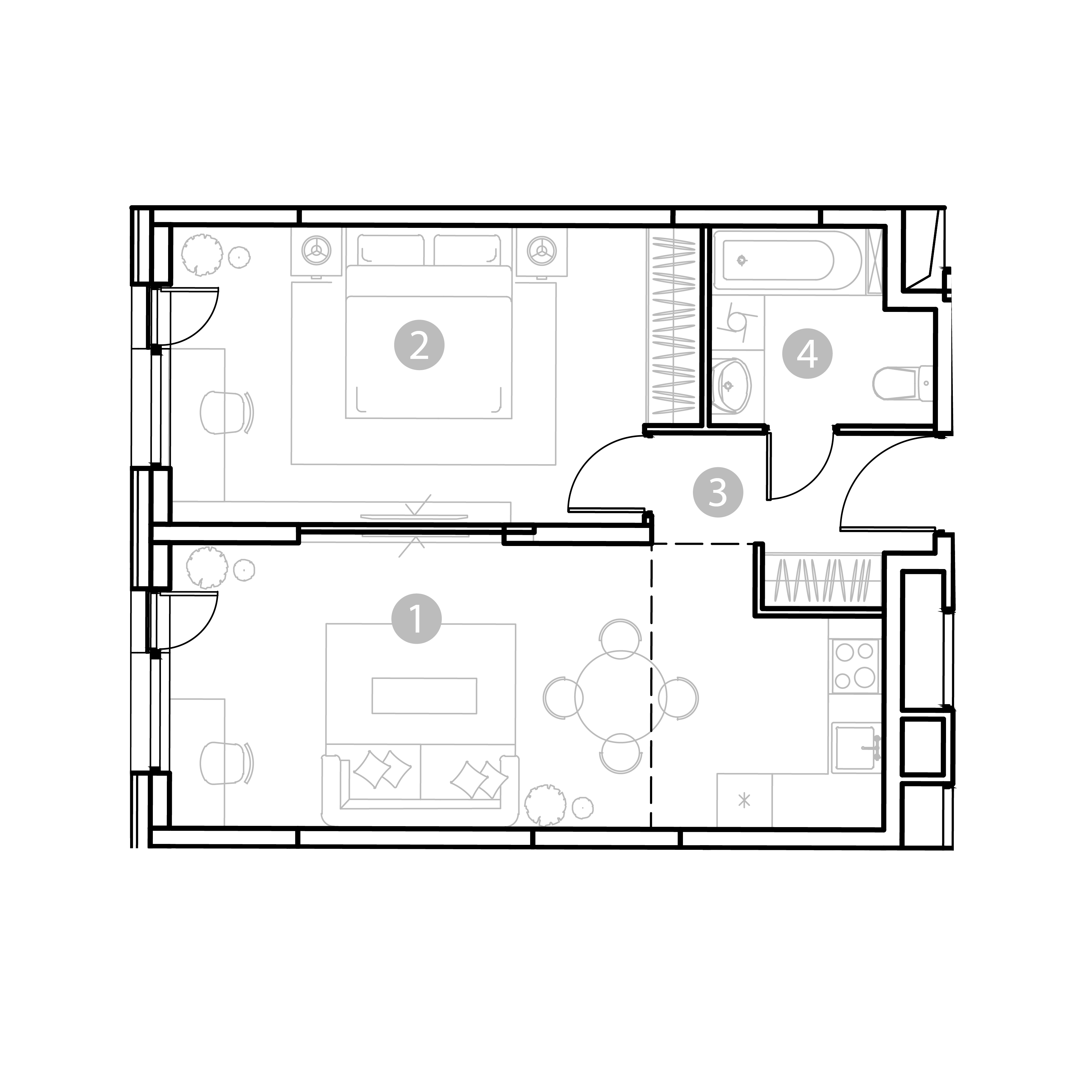2 комн. квартира, 50.5 м², 2 этаж 