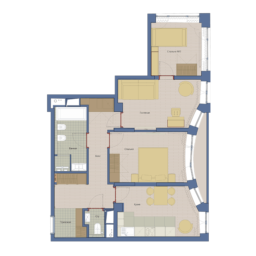 3 комн. квартира, 75.4 м², 8 этаж 