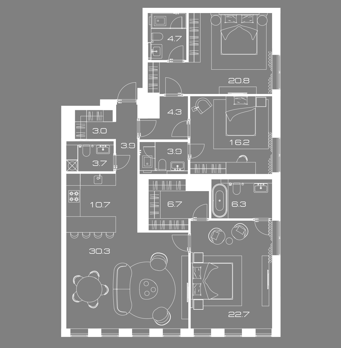 3 комн. квартира, 142.2 м², 8 этаж 