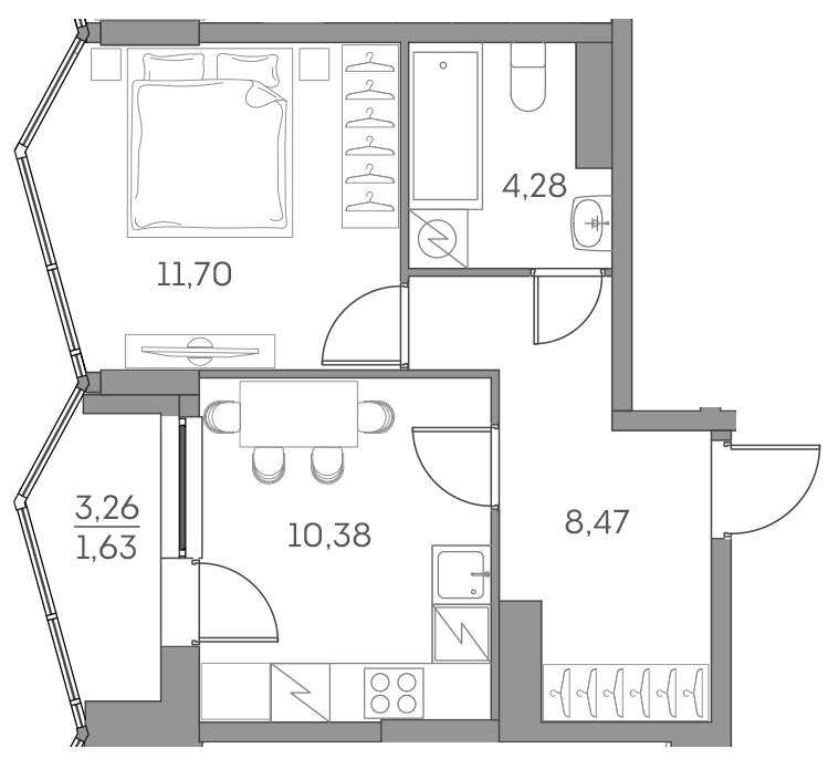 1 комн. квартира, 36.5 м², 15 этаж 