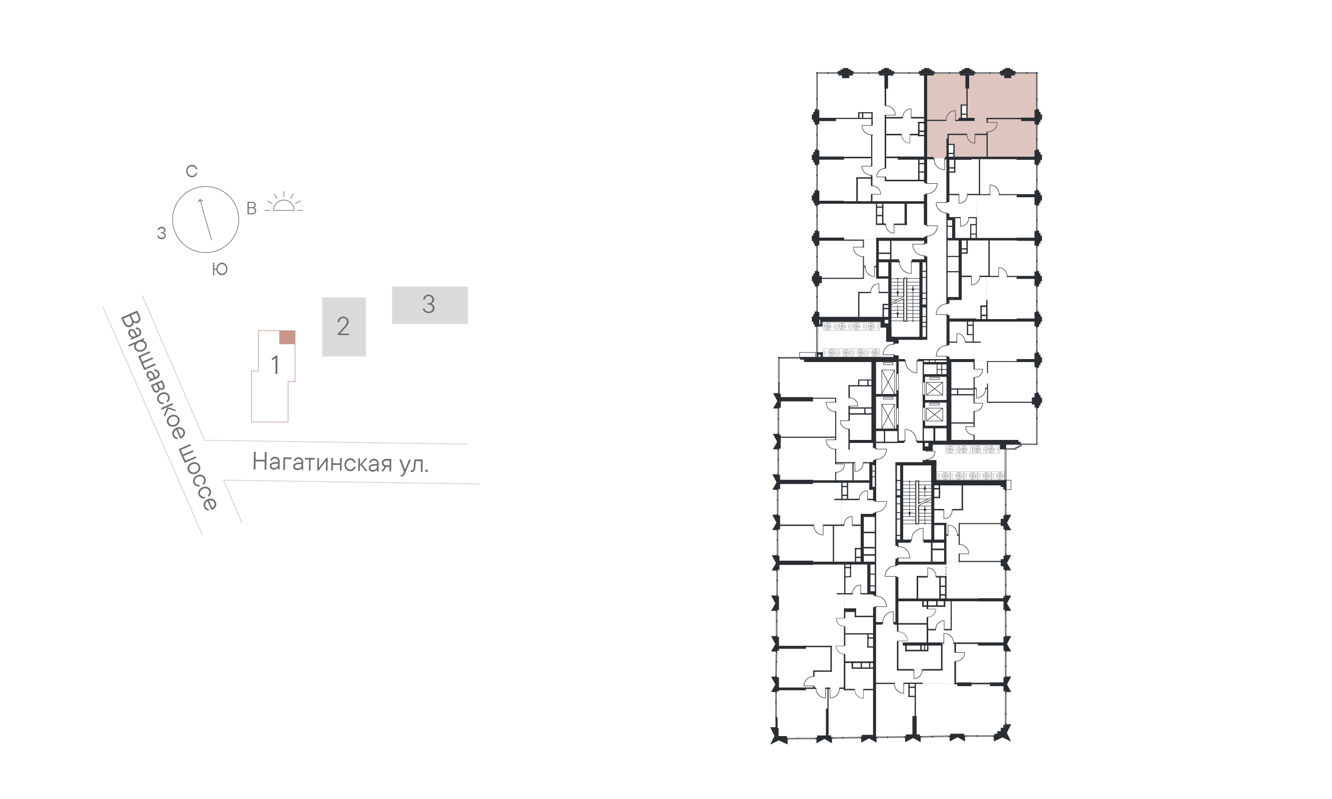 2 комн. квартира, 62 м², 26 этаж 