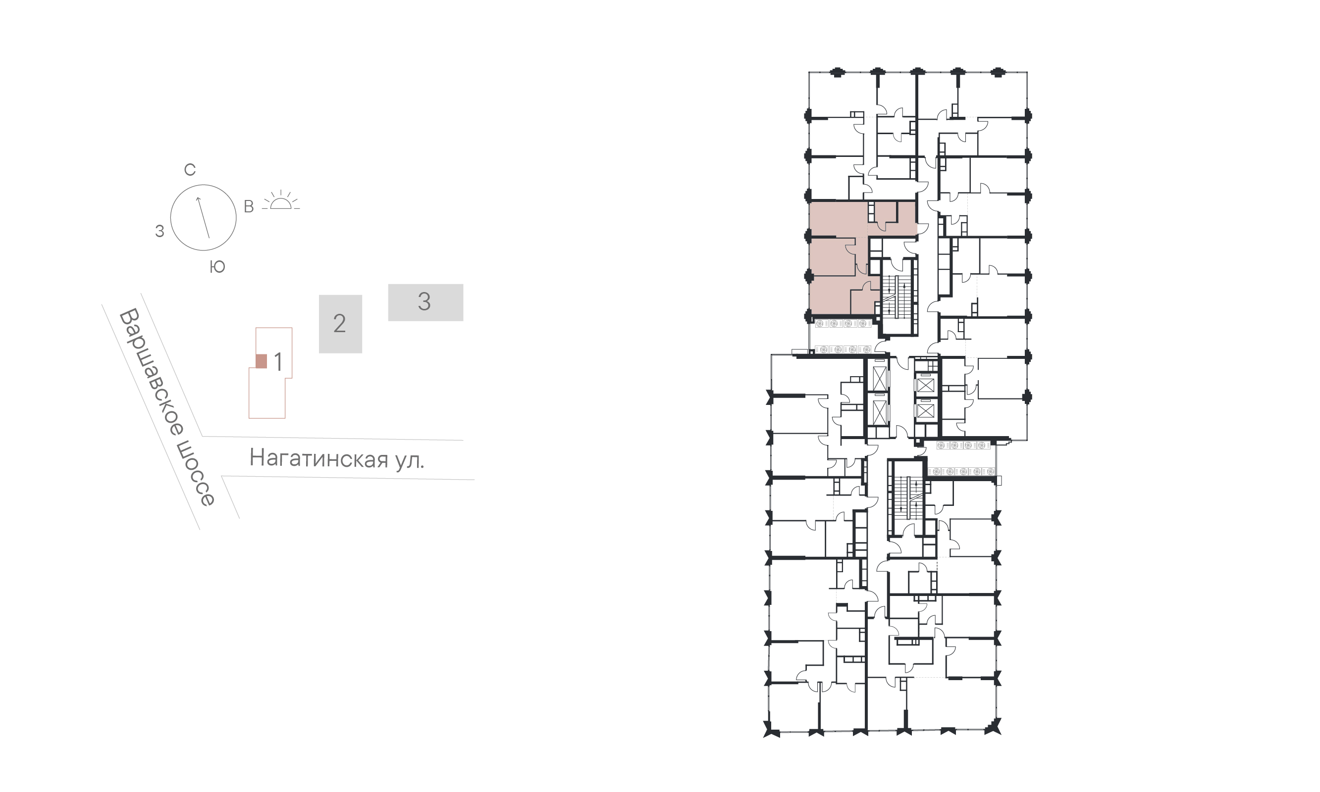 2 комн. квартира, 60 м², 24 этаж 