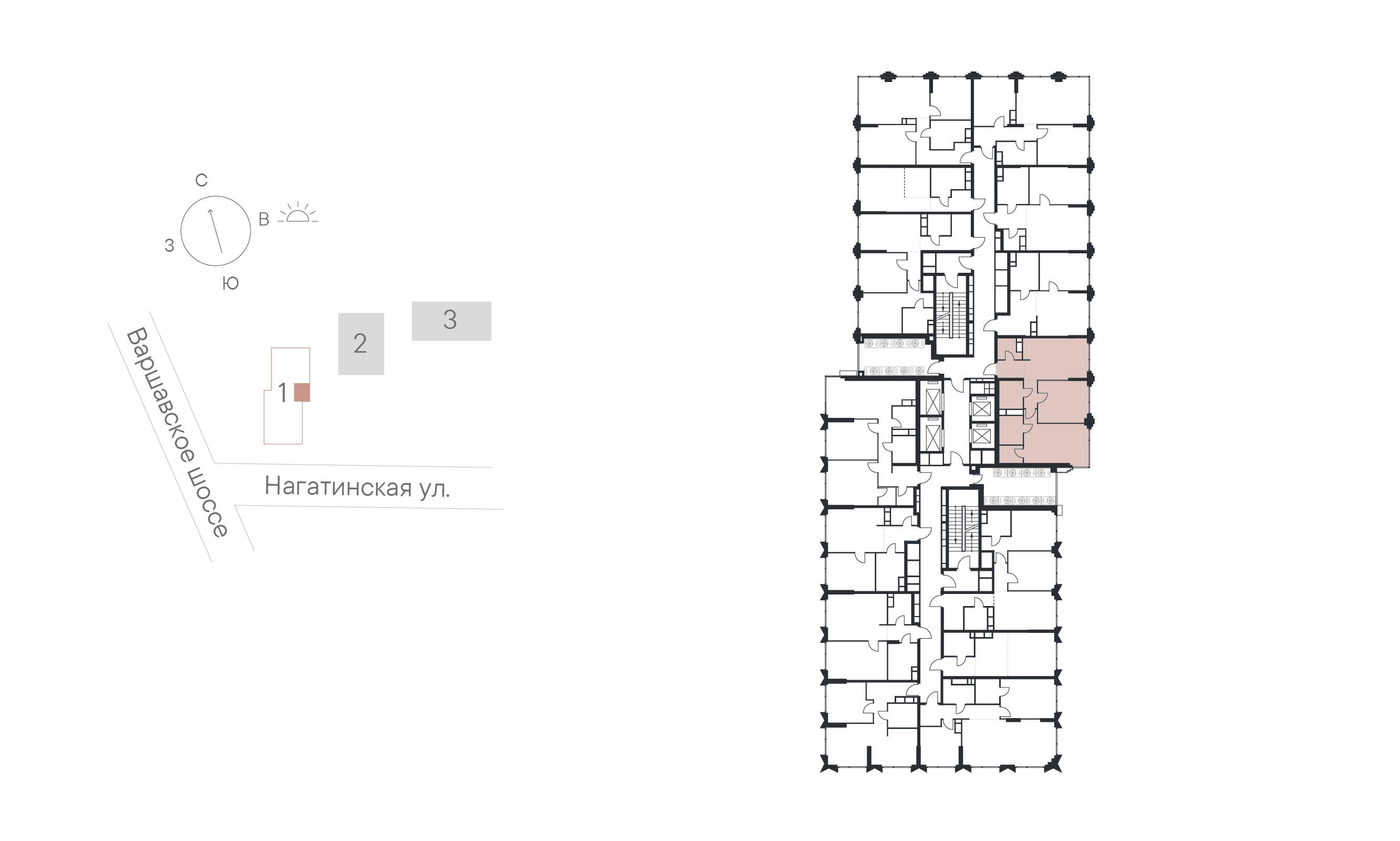 2 комн. квартира, 69 м², 23 этаж 