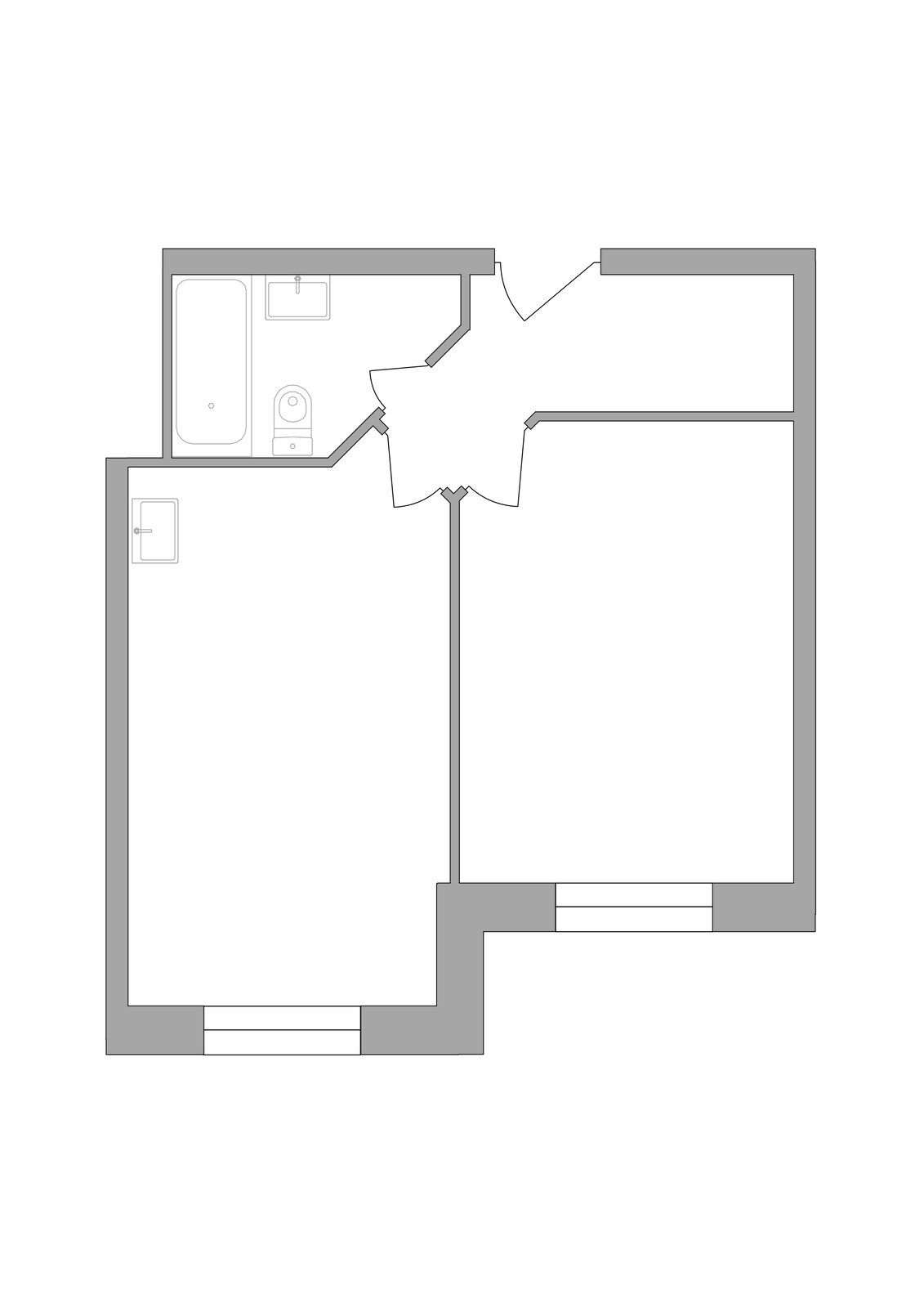 2 комн. квартира, 38.6 м², 1 этаж 