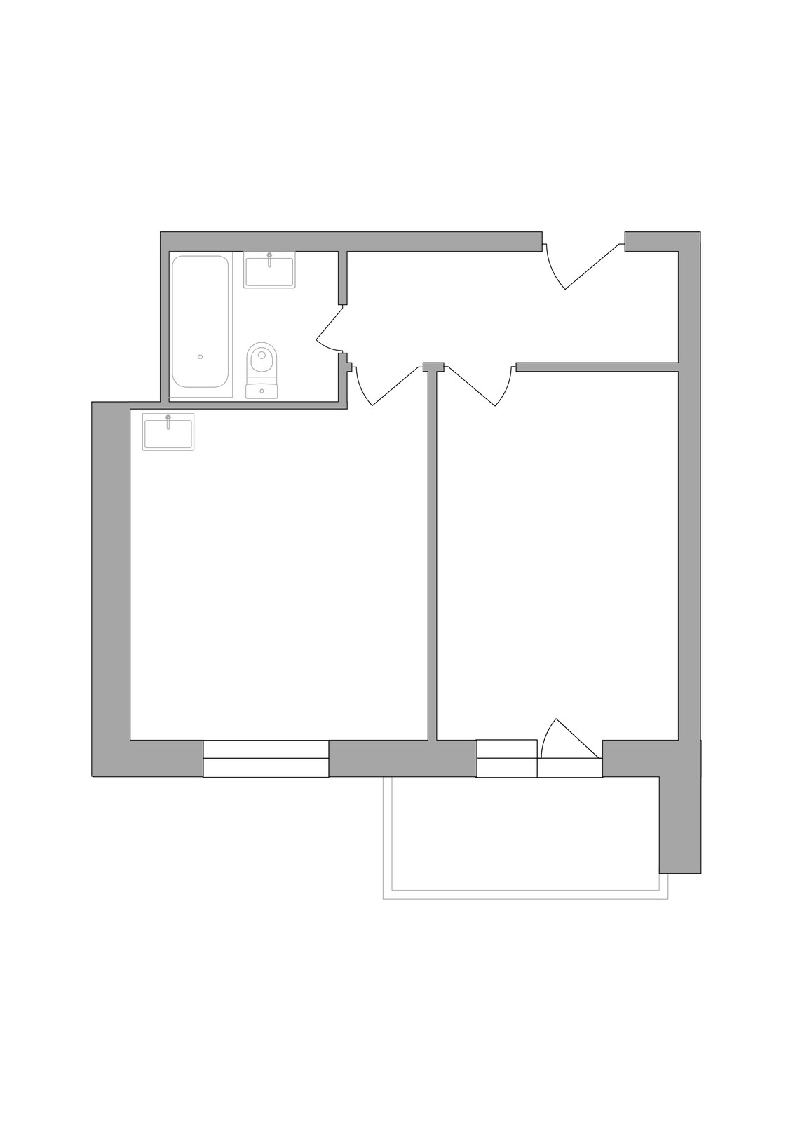 2 комн. квартира, 38.4 м², 2 этаж 