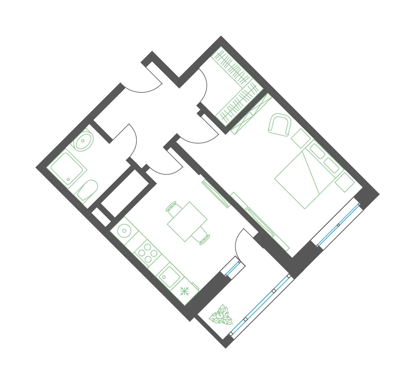 1 комн. квартира, 35.5 м², 22 этаж 