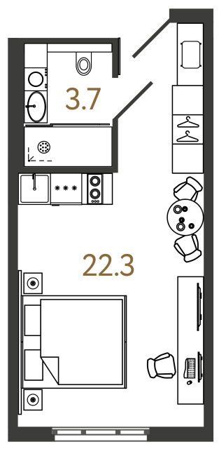 студия, 26 м², 13 этаж 