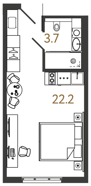 студия, 25.9 м², 11 этаж 