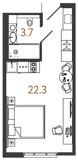 студия, 26 м², 11 этаж 