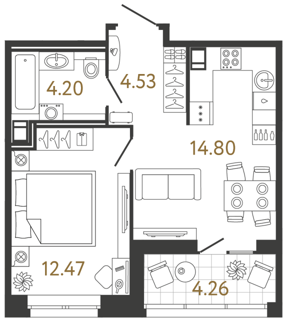 1 комн. квартира, 36 м², 10 этаж 