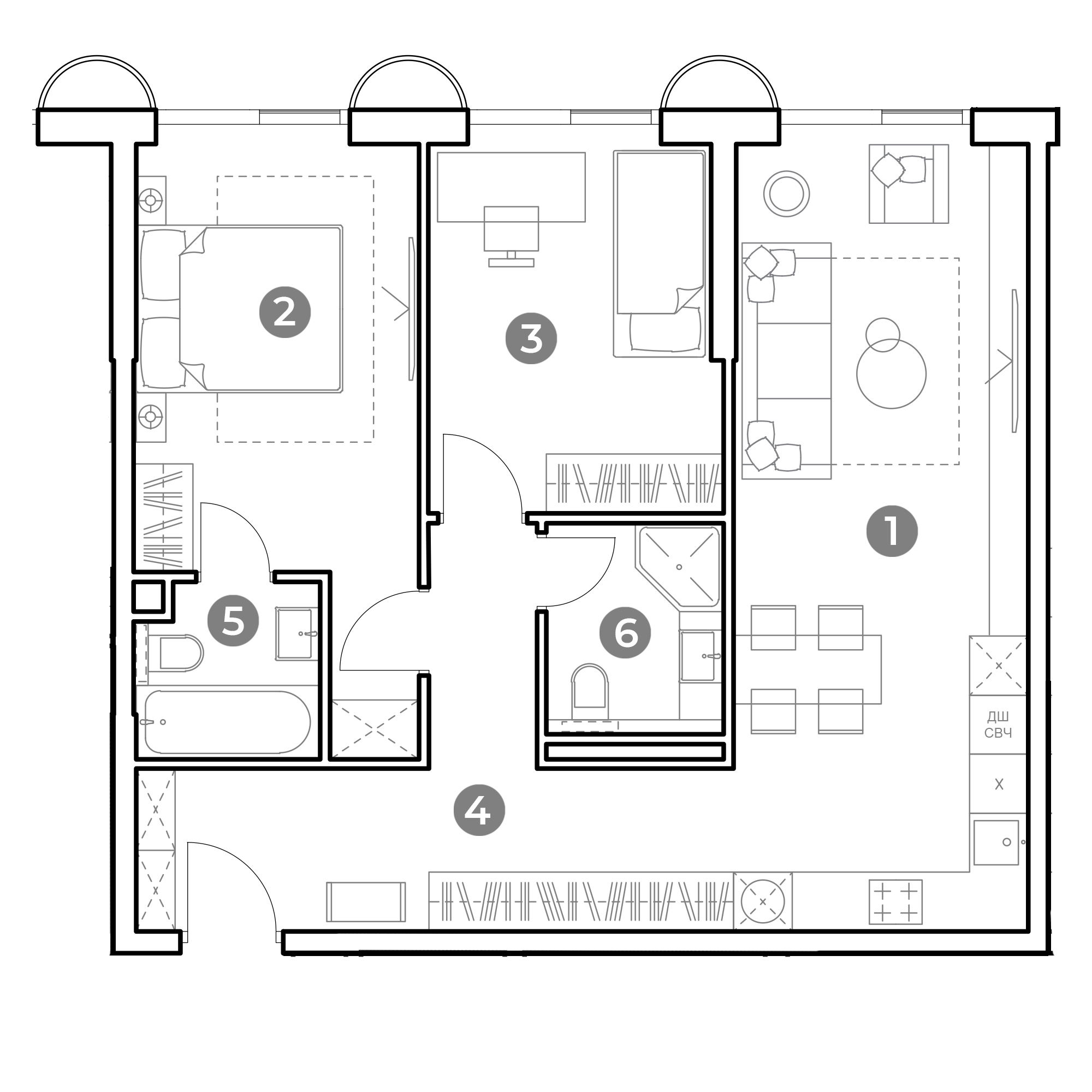3 комн. квартира, 70.2 м², 24 этаж 