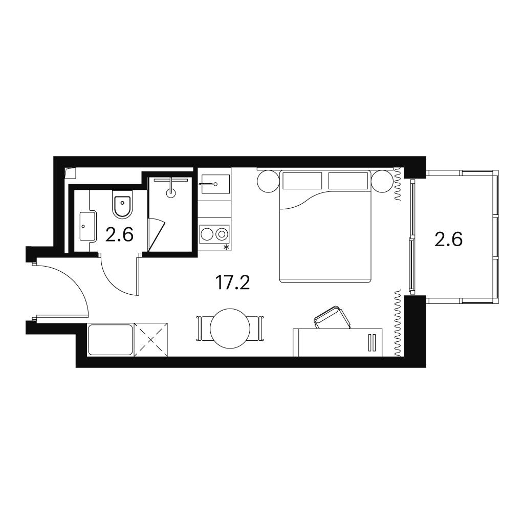 студия, 22.4 м², 19 этаж 