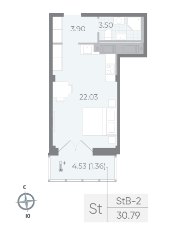 студия, 31.2 м², 8 этаж 