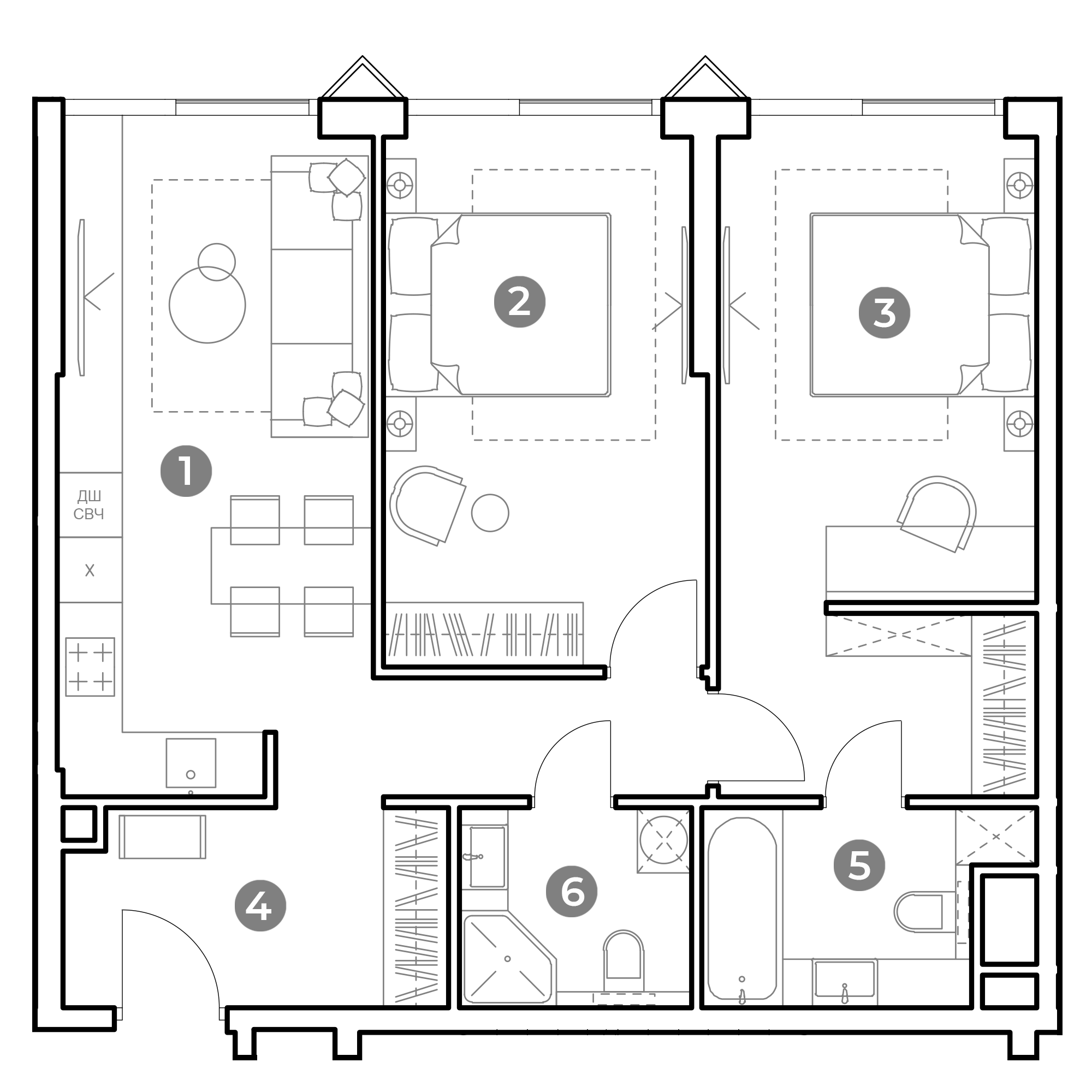 3 комн. квартира, 70.2 м², 24 этаж 