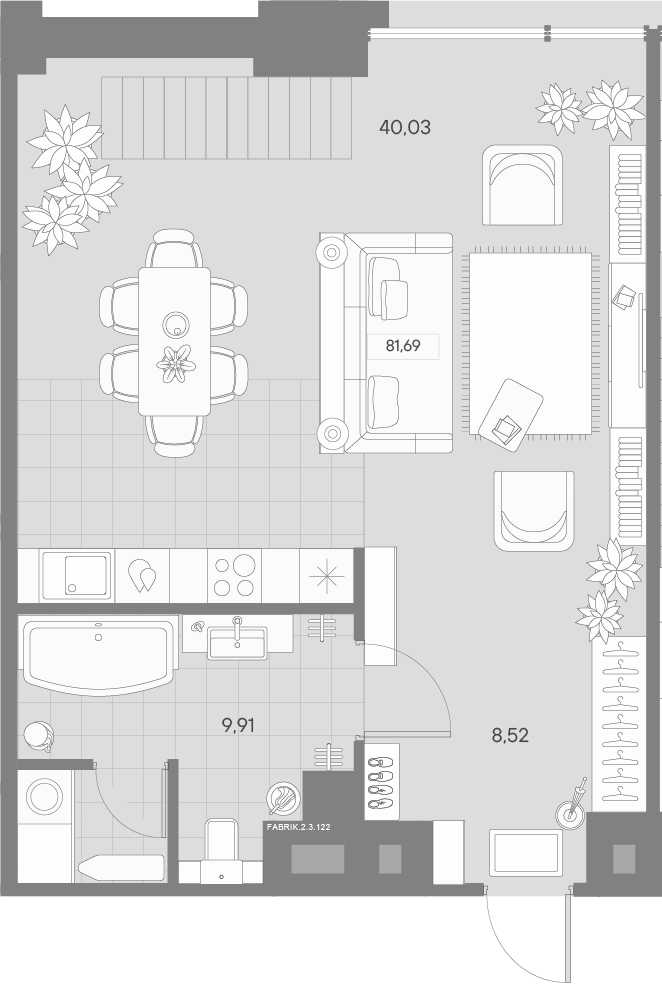 1 комн. квартира, 80.5 м², 3 этаж 