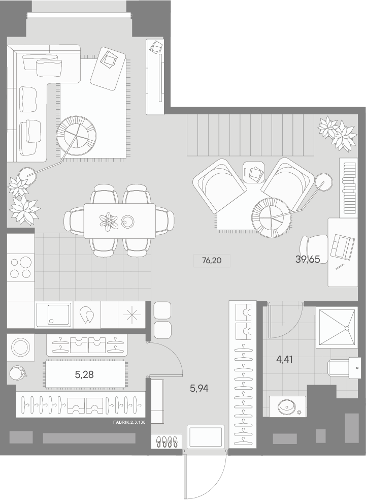 1 комн. квартира, 75 м², 3 этаж 