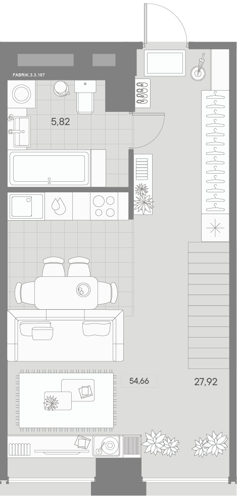 1 комн. квартира, 53.1 м², 3 этаж 