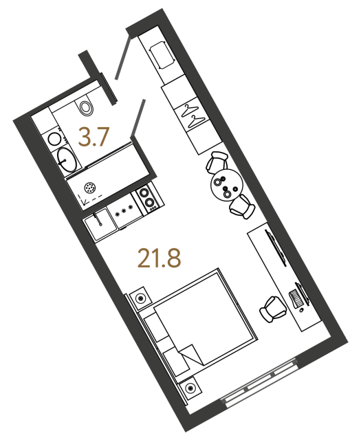 студия, 25.5 м², 3 этаж 