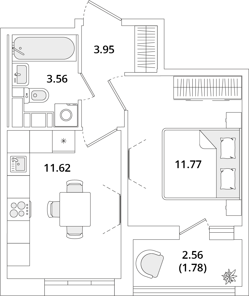 1 комн. квартира, 33 м², 11 этаж 
