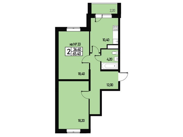 2 комн. квартира, 62 м², 1 этаж 