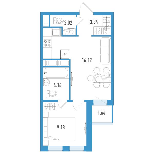 студия, 35.6 м², 5 этаж 
