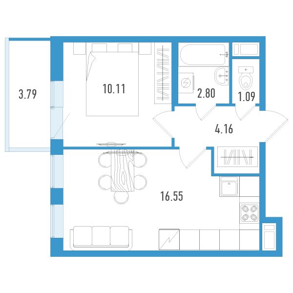 студия, 35.9 м², 3 этаж 