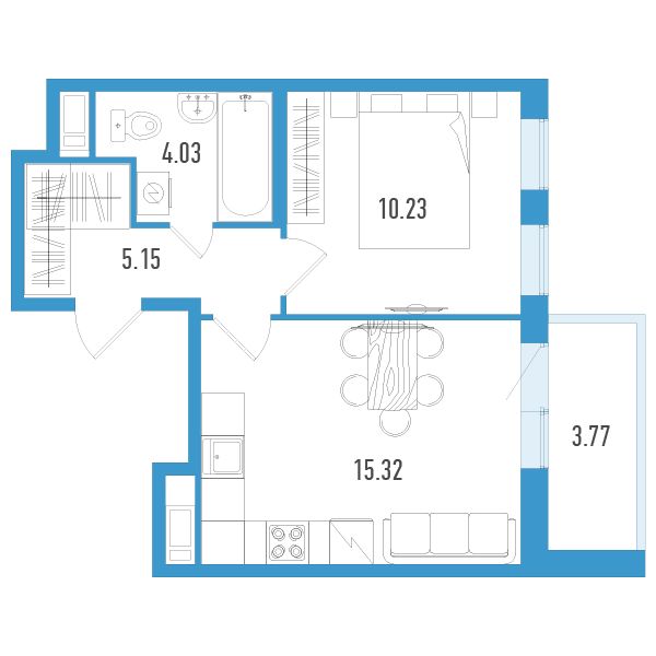 студия, 36.6 м², 3 этаж 