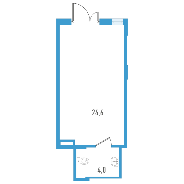 студия, 28.6 м², 1 этаж 