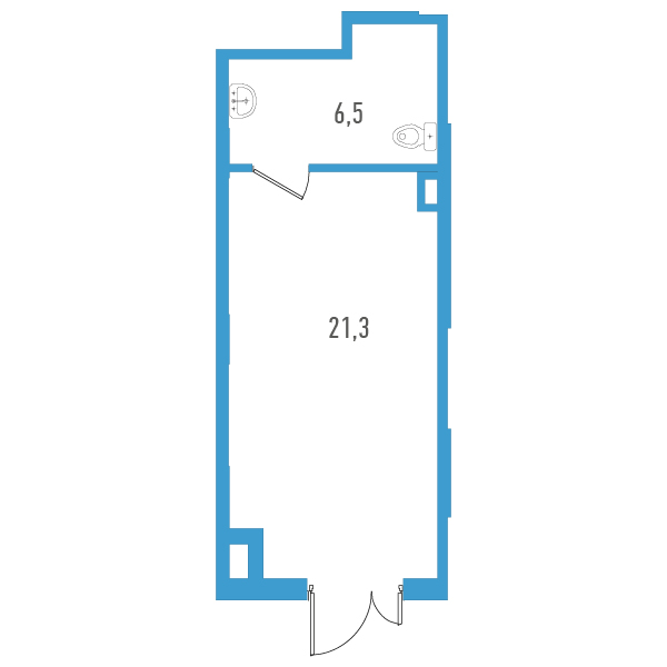 студия, 27.8 м², 1 этаж 