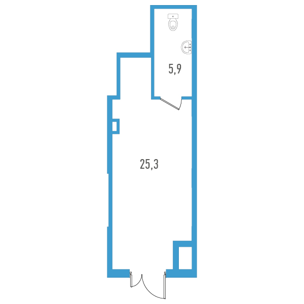 студия, 31.2 м², 1 этаж 