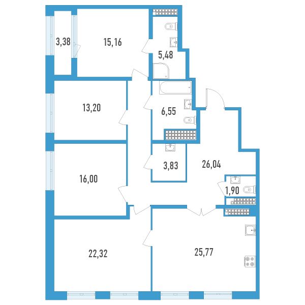 4 комн. квартира, 137.9 м², 18 этаж 