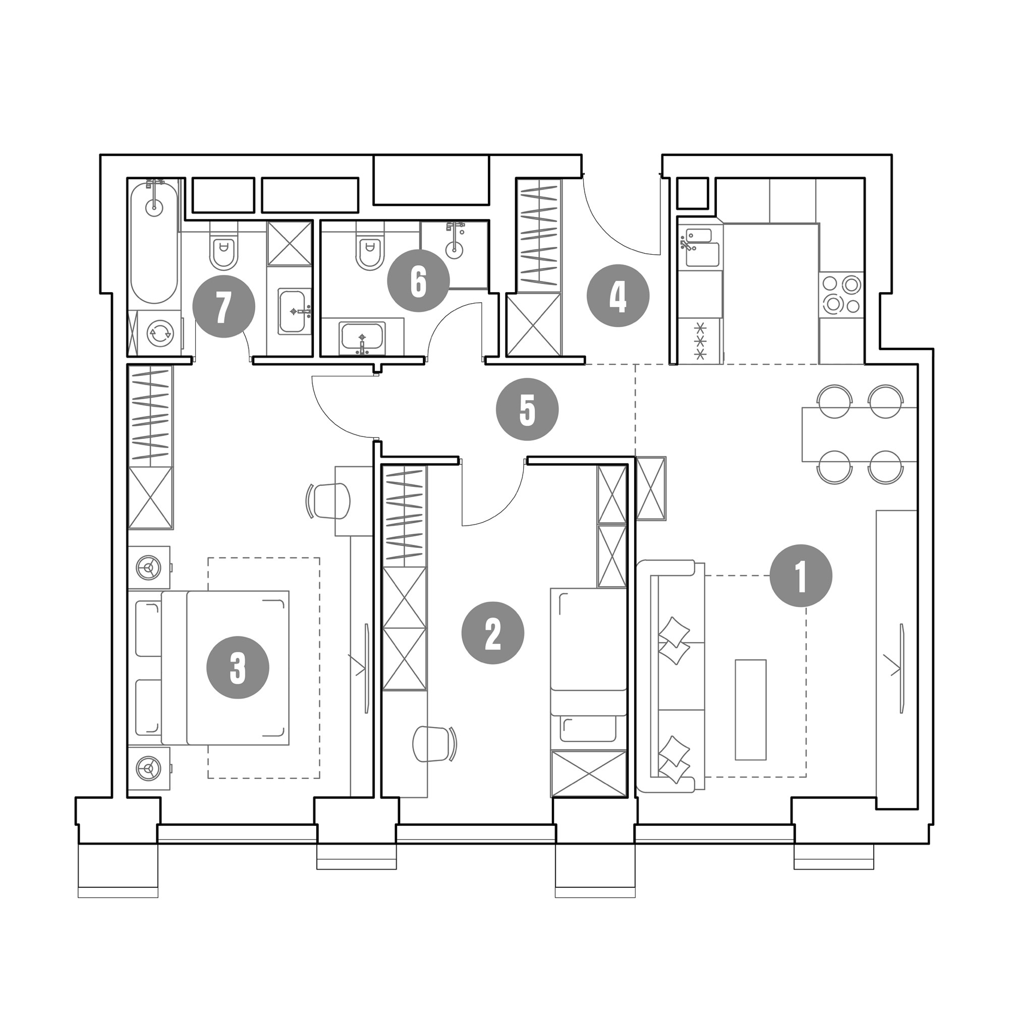 3 комн. квартира, 78.4 м², 17 этаж 