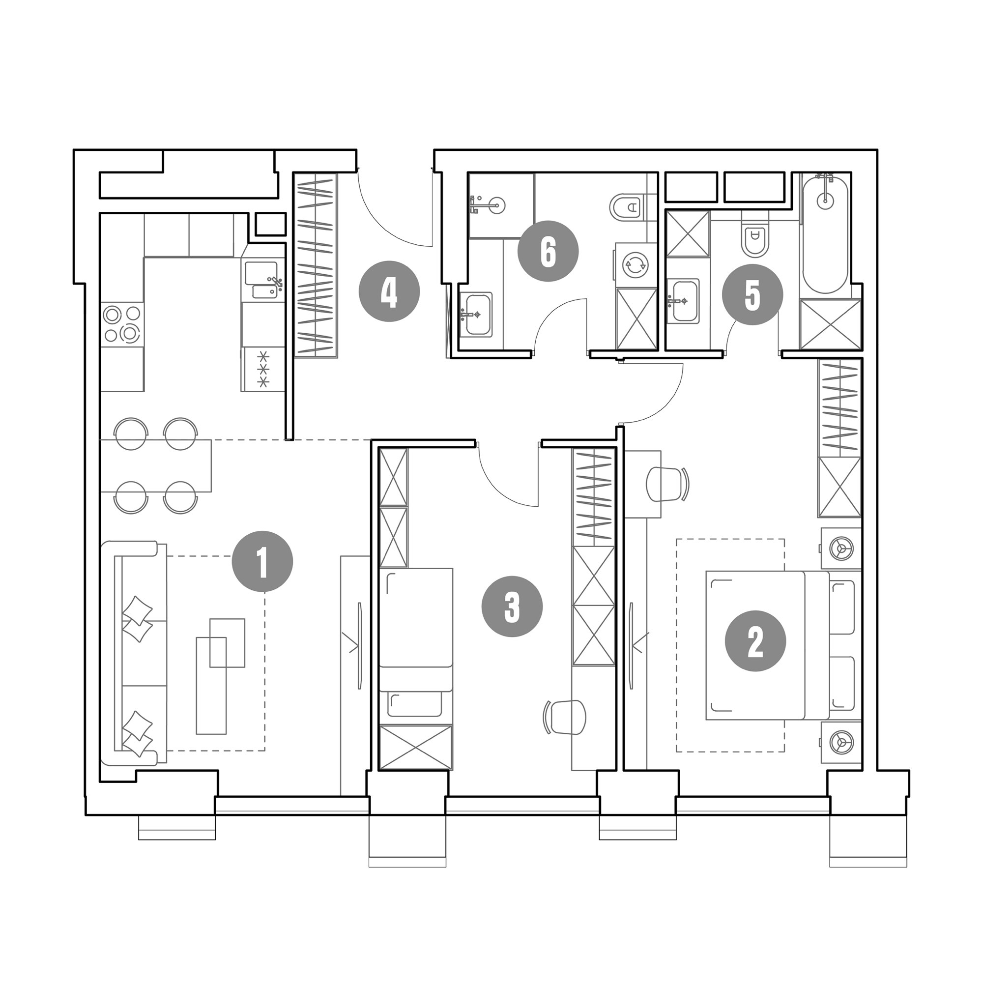 3 комн. квартира, 79.8 м², 17 этаж 