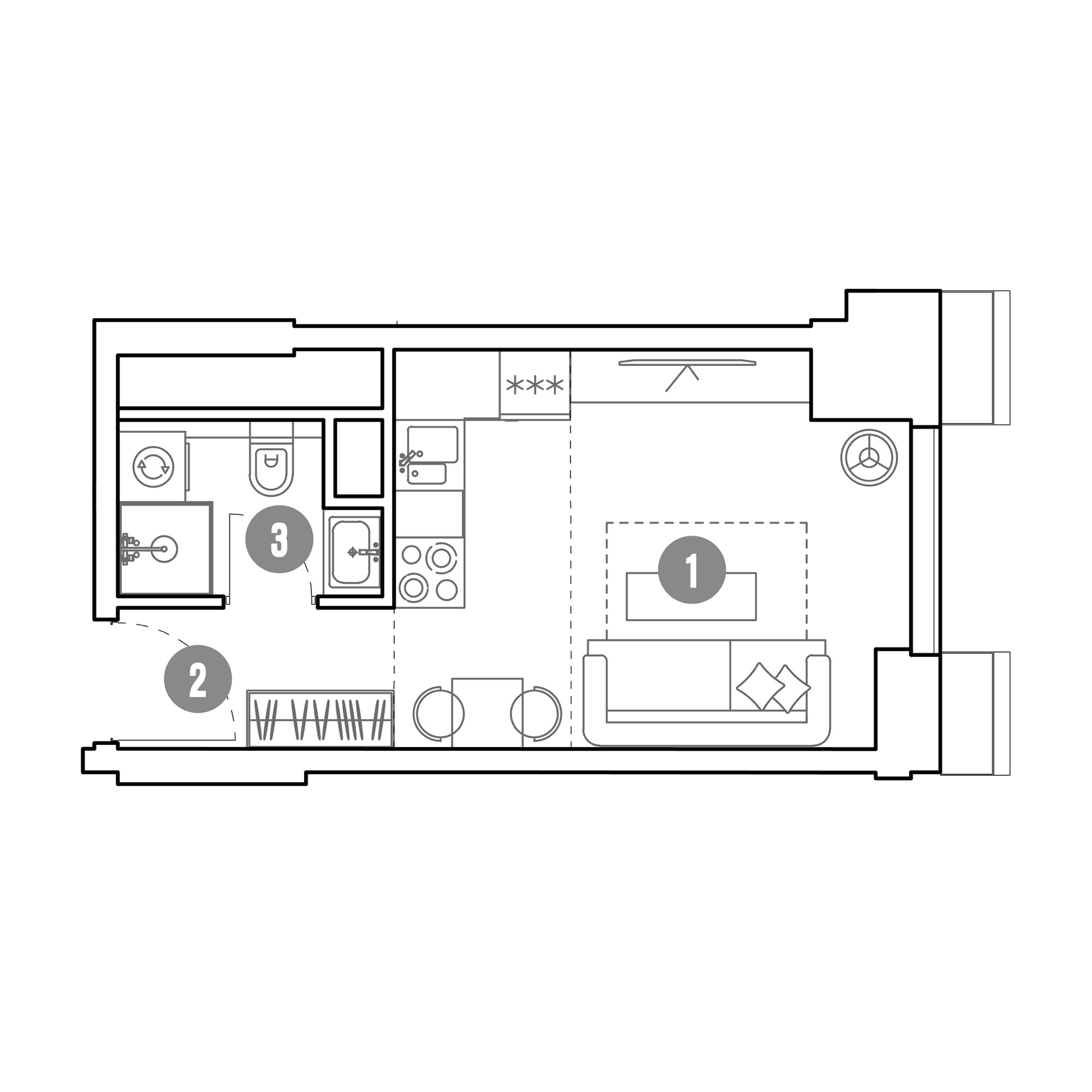 студия, 20 м², 21 этаж 