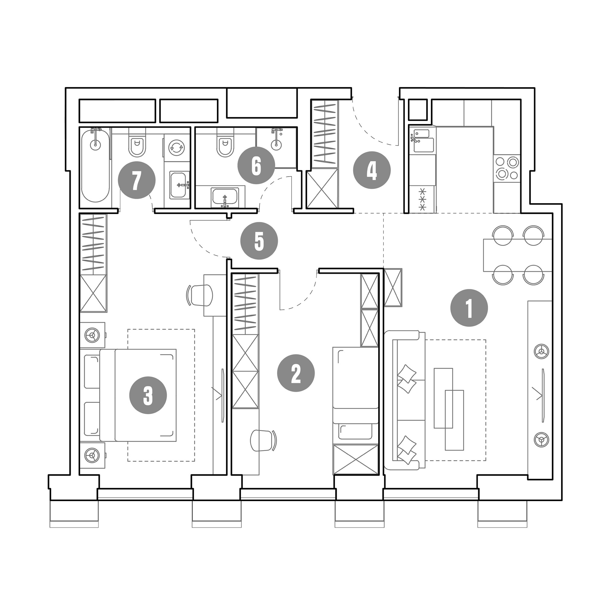 3 комн. квартира, 78.4 м², 26 этаж 
