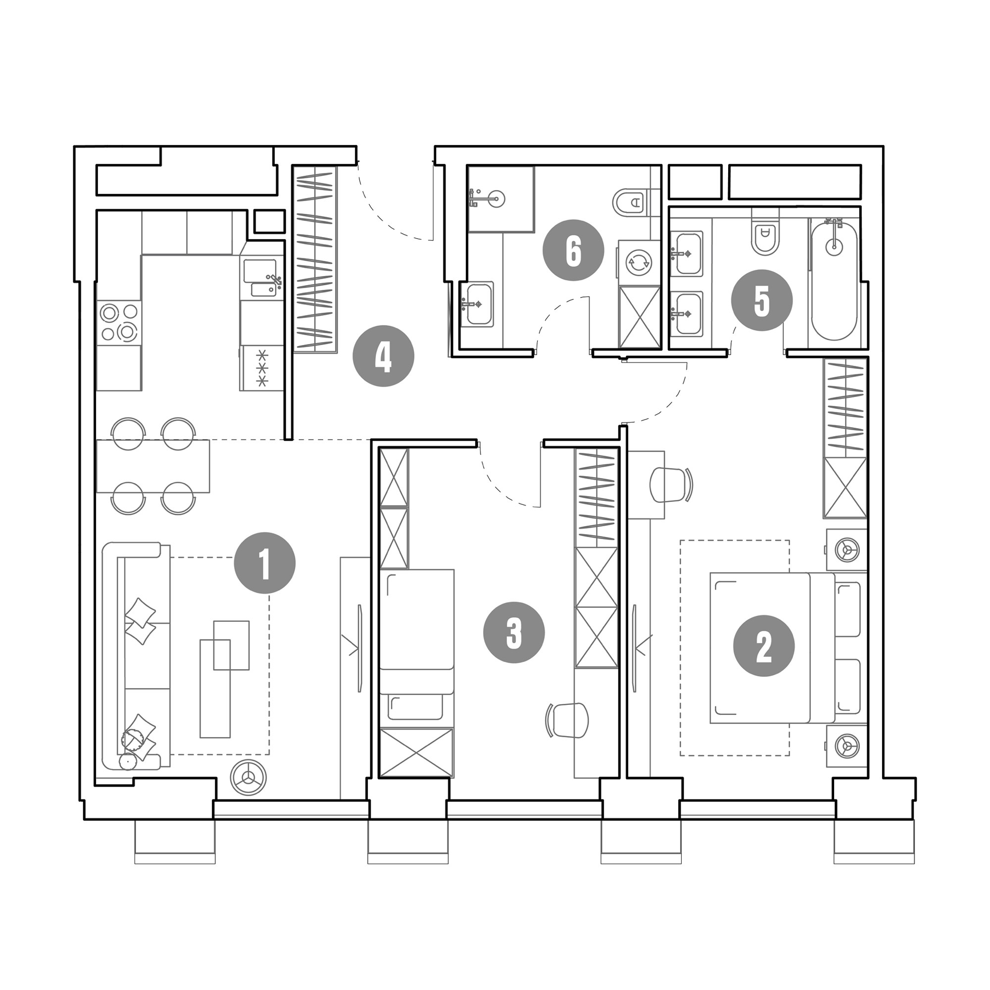 3 комн. квартира, 79.8 м², 26 этаж 