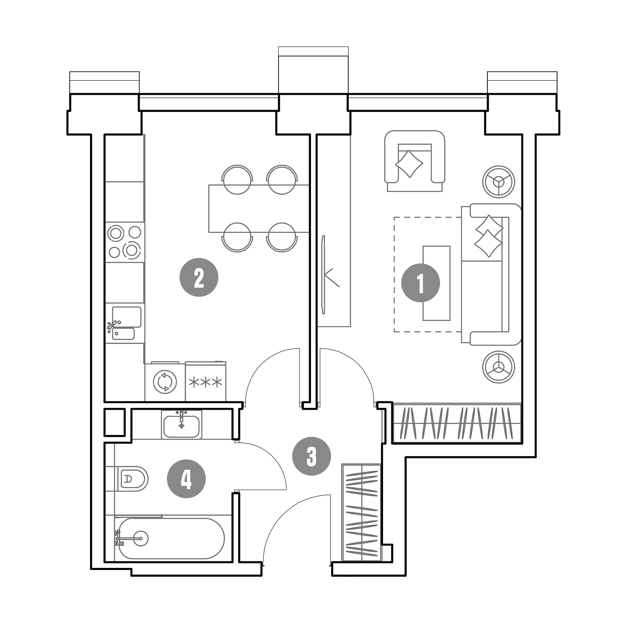 1 комн. квартира, 36.1 м², 14 этаж 