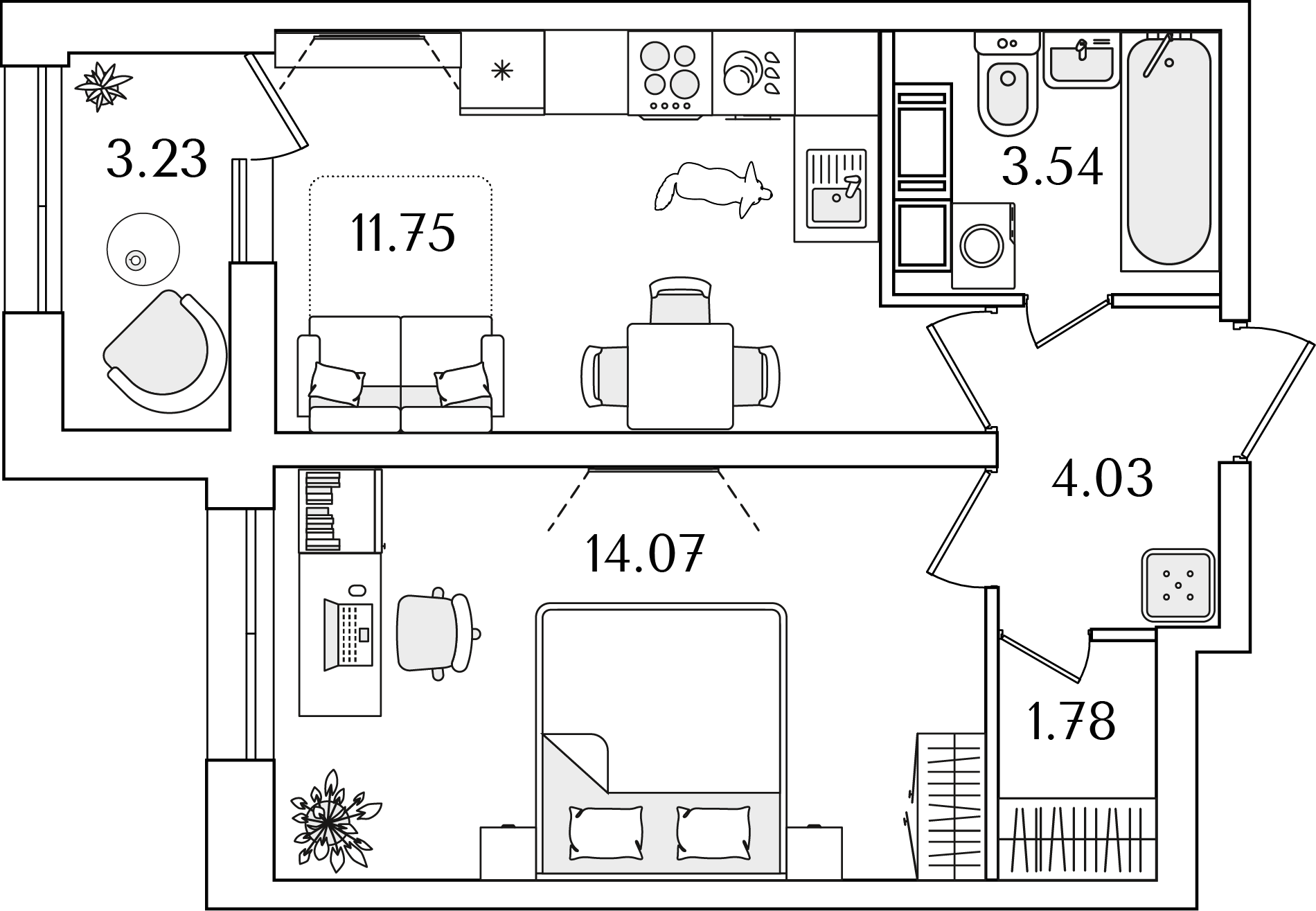 1 комн. квартира, 36.8 м², 18 этаж 