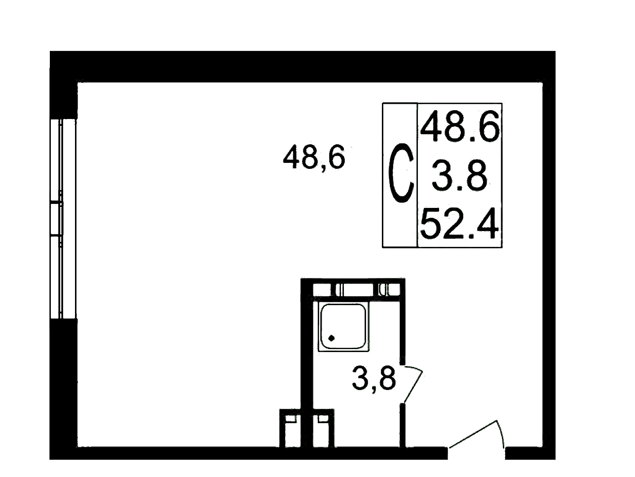 студия, 52.4 м², 3 этаж 
