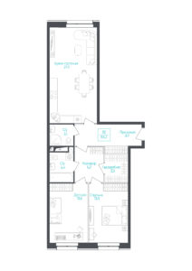2 комн. квартира, 83.5 м², 3 этаж 